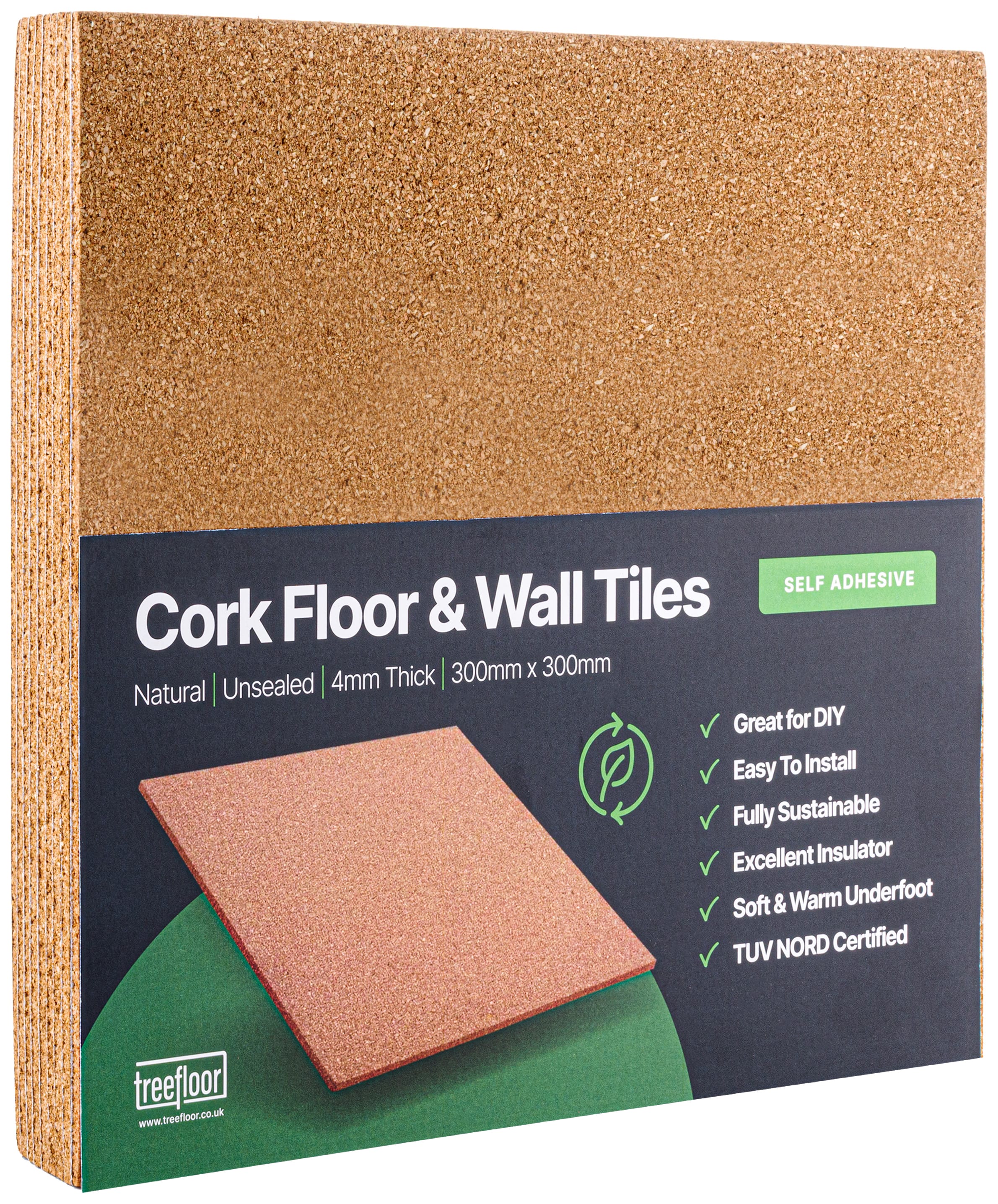 Treefloor Selfadhesive Cork Tiles Pack of 9 Wickes.co.uk
