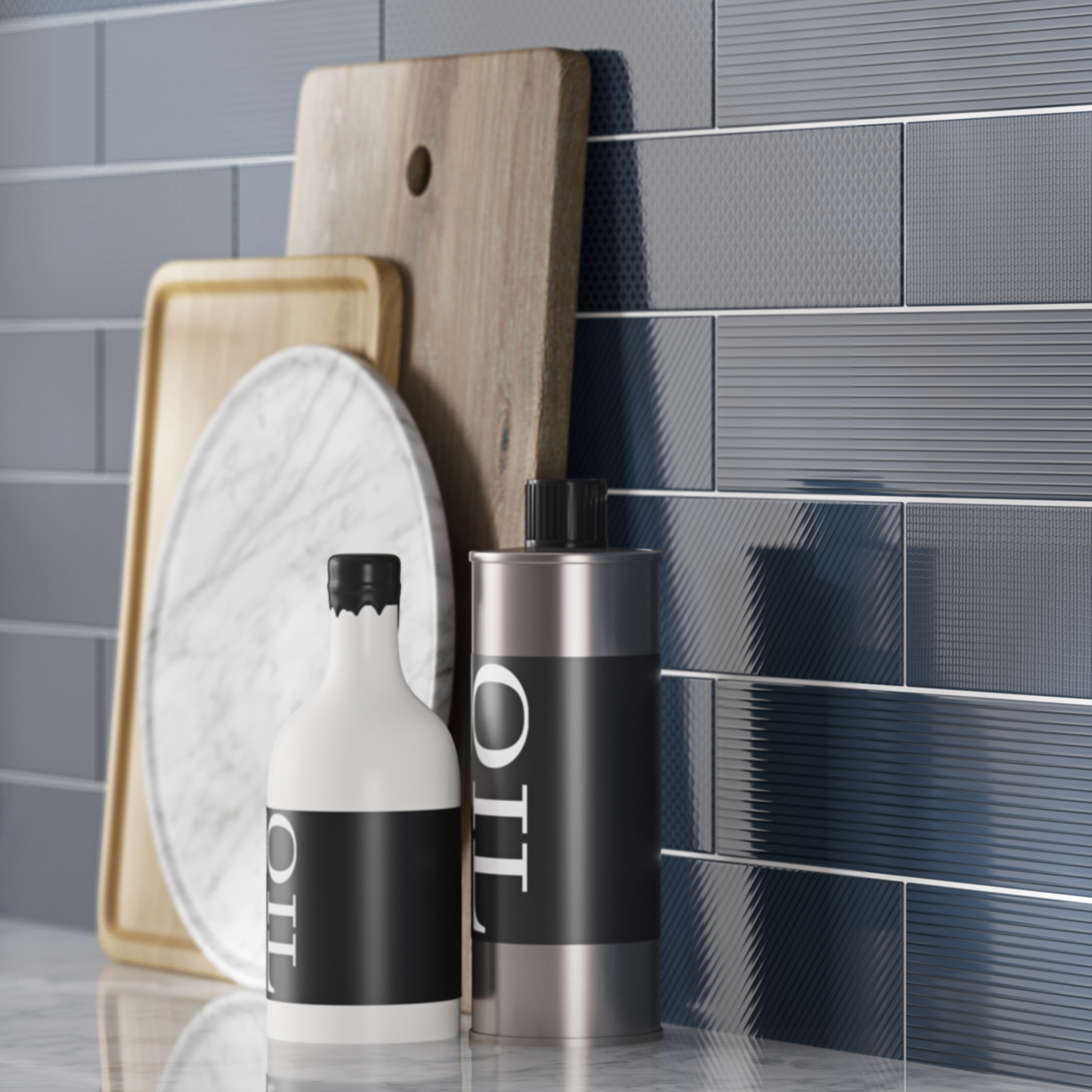 Wickes Boutique Flair Gradient Patterns Blue Gloss Ceramic Wall Tile