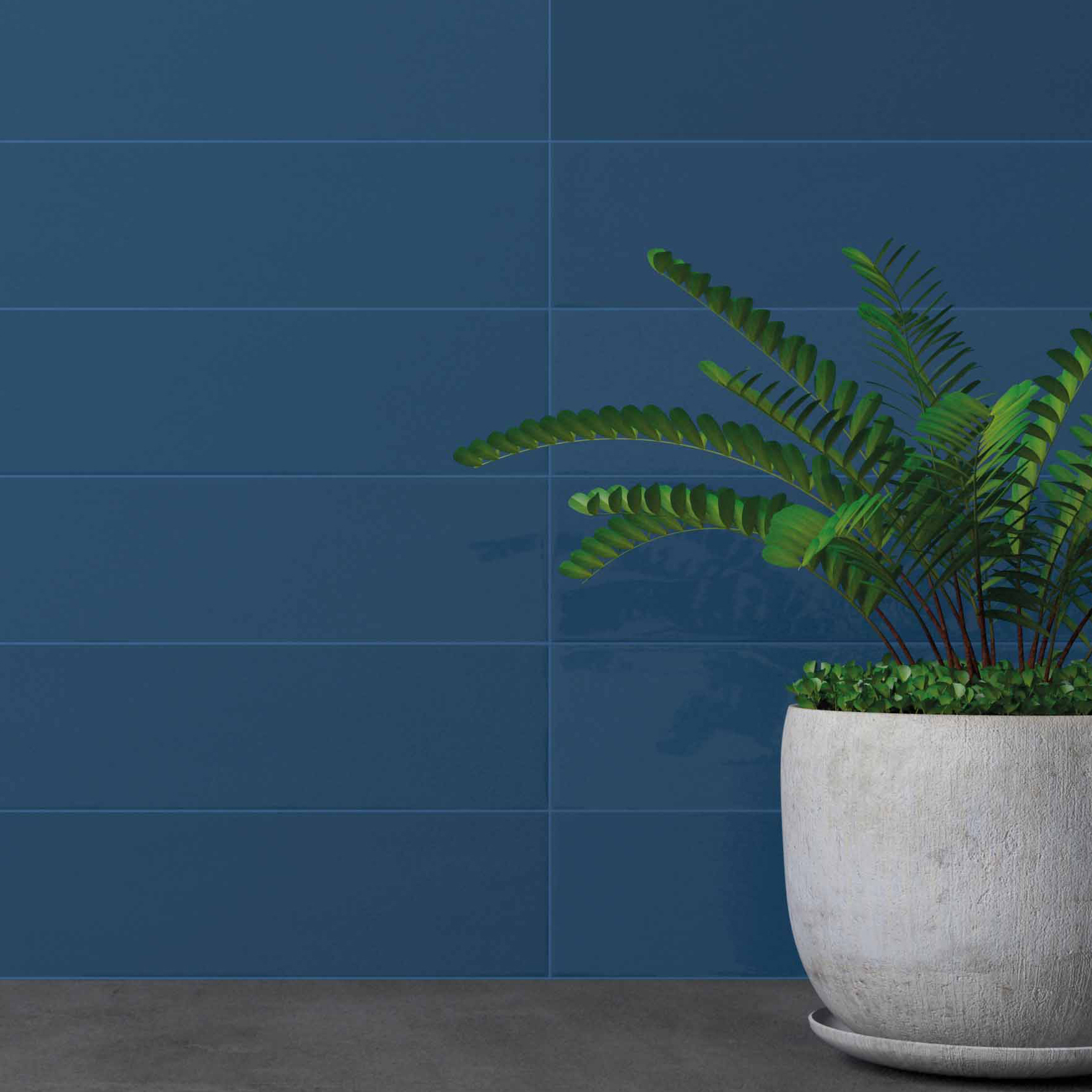 Wickes Boutique Flair Gradient Plain Blue Gloss Ceramic Wall Tile - 300 x 75mm - Pack of 20