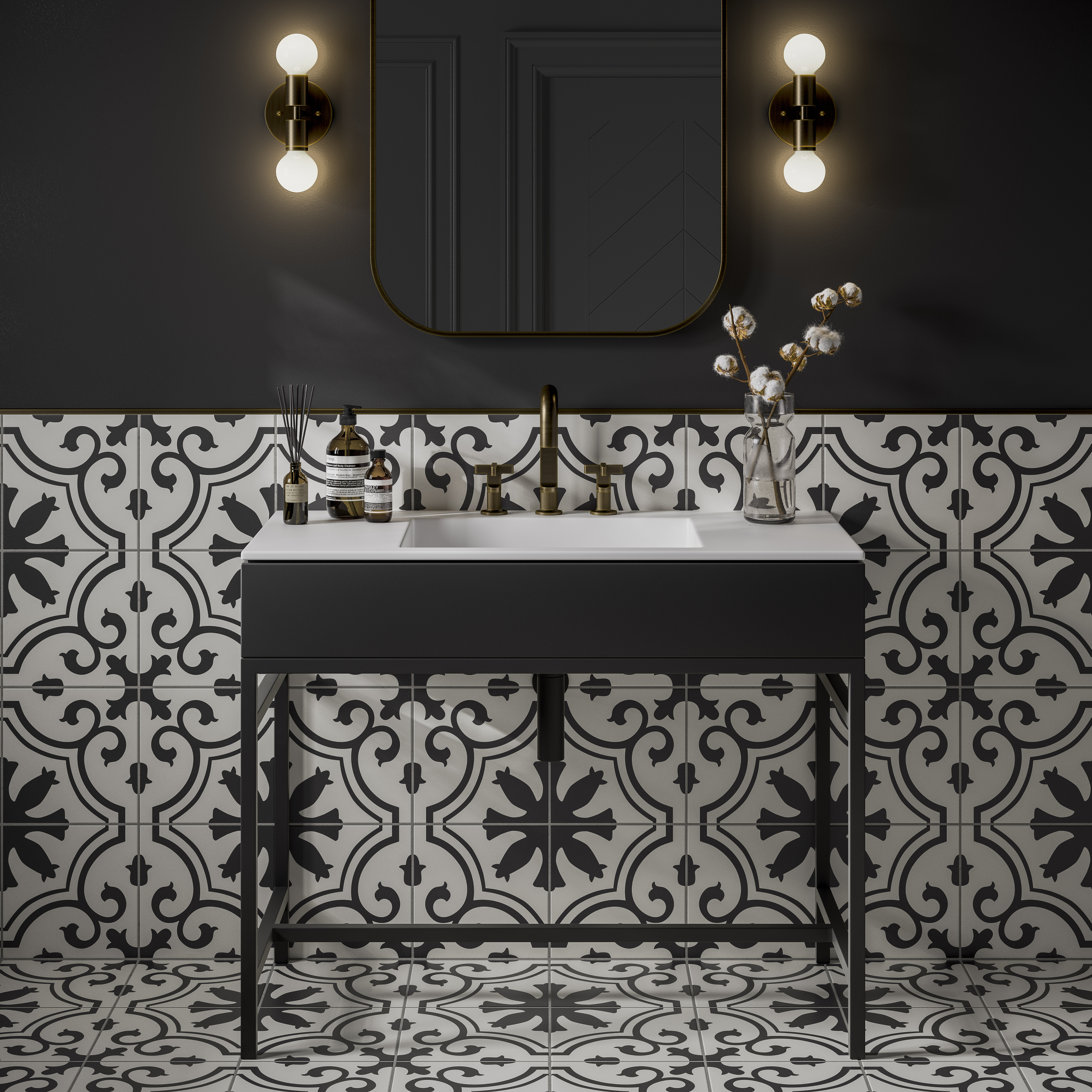 Image of Wickes Boutique Belloli Patterned Matt Ceramic Wall & Floor Tile 250x250mm Pk/16