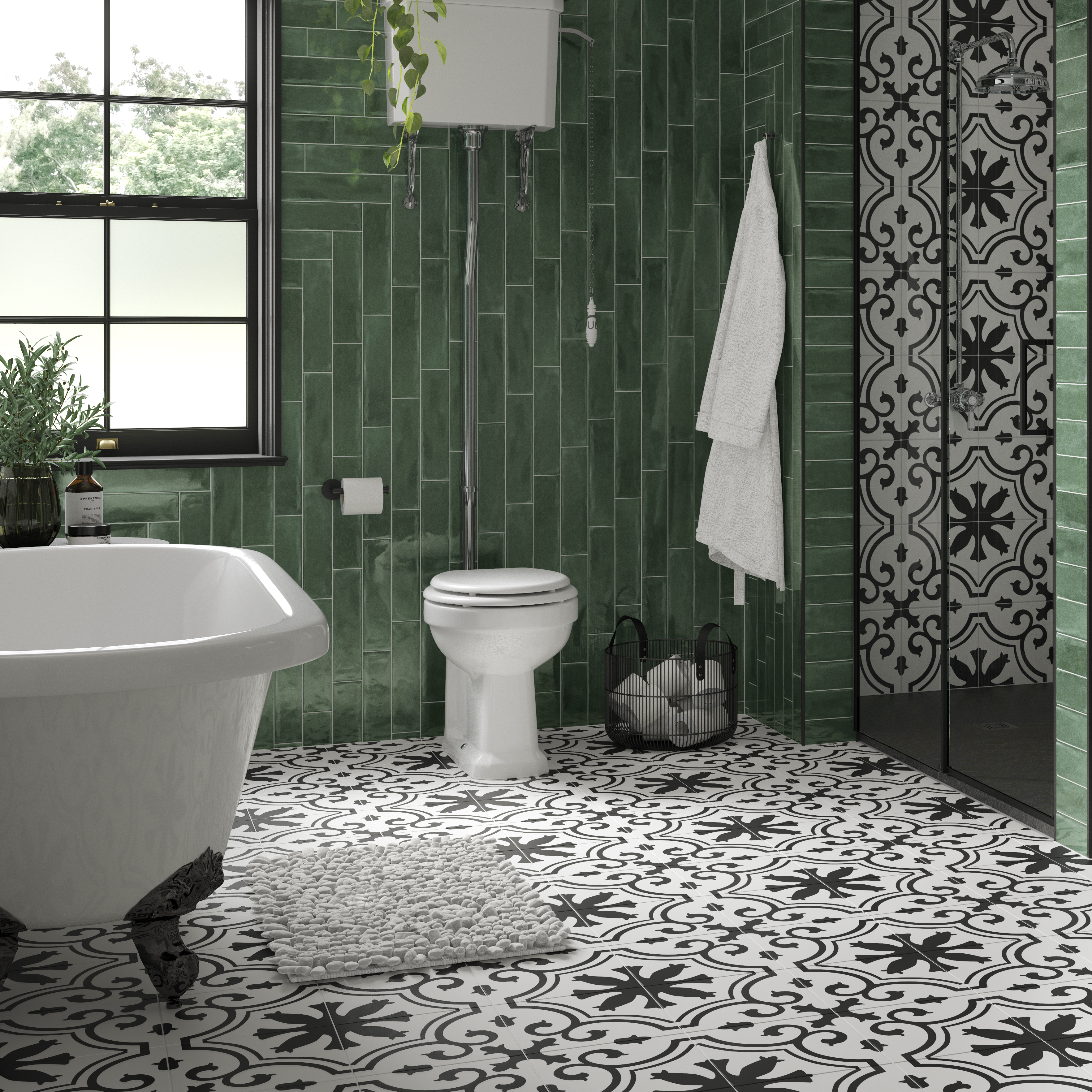 Wickes Boutique Belloli Patterned Matt Ceramic Wall & Floor Tile - 250 x 250mm - Pack of 16