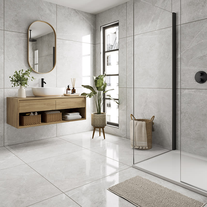 Wickes Boutique Amelie Pearl Polished Porcelain Wall & Floor Tile ...