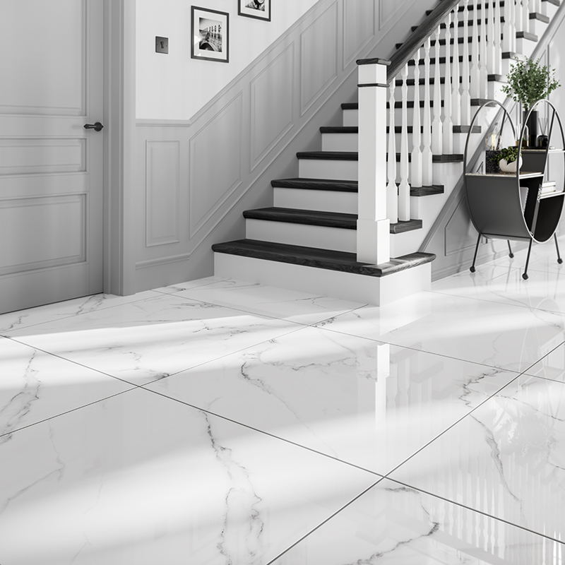 Wickes Boutique Viola Calacatta Polished Porcelain Wall & Floor Tile - 900 x 900mm - Pack of 2