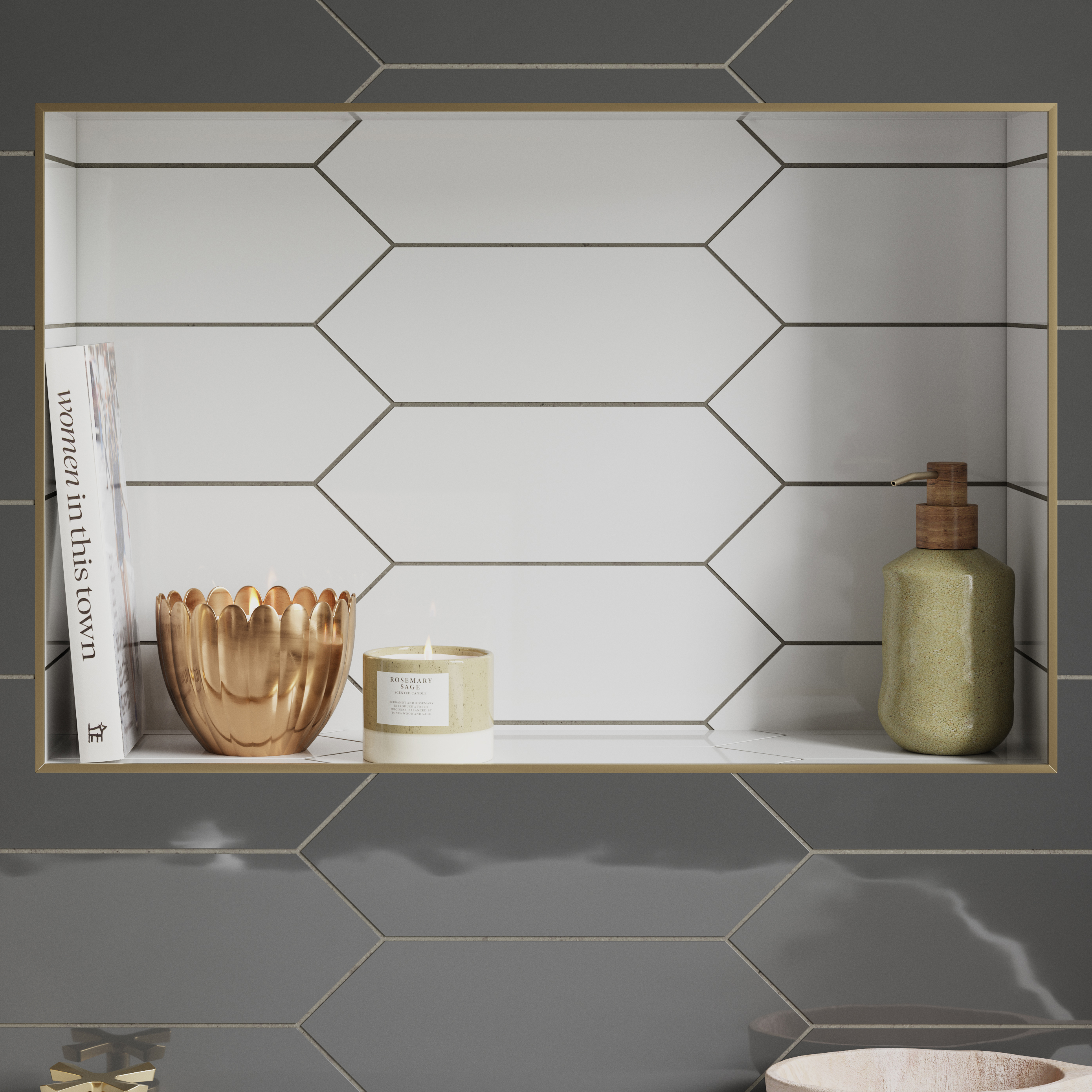 Wickes Boutique Clover White Gloss Ceramic Wall Tile - 300 x 100mm