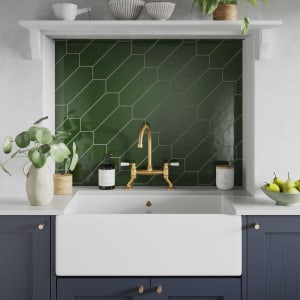Wickes Boutique Clover Green Gloss Ceramic Wall Tile - 300 x 100mm - Pack of 40