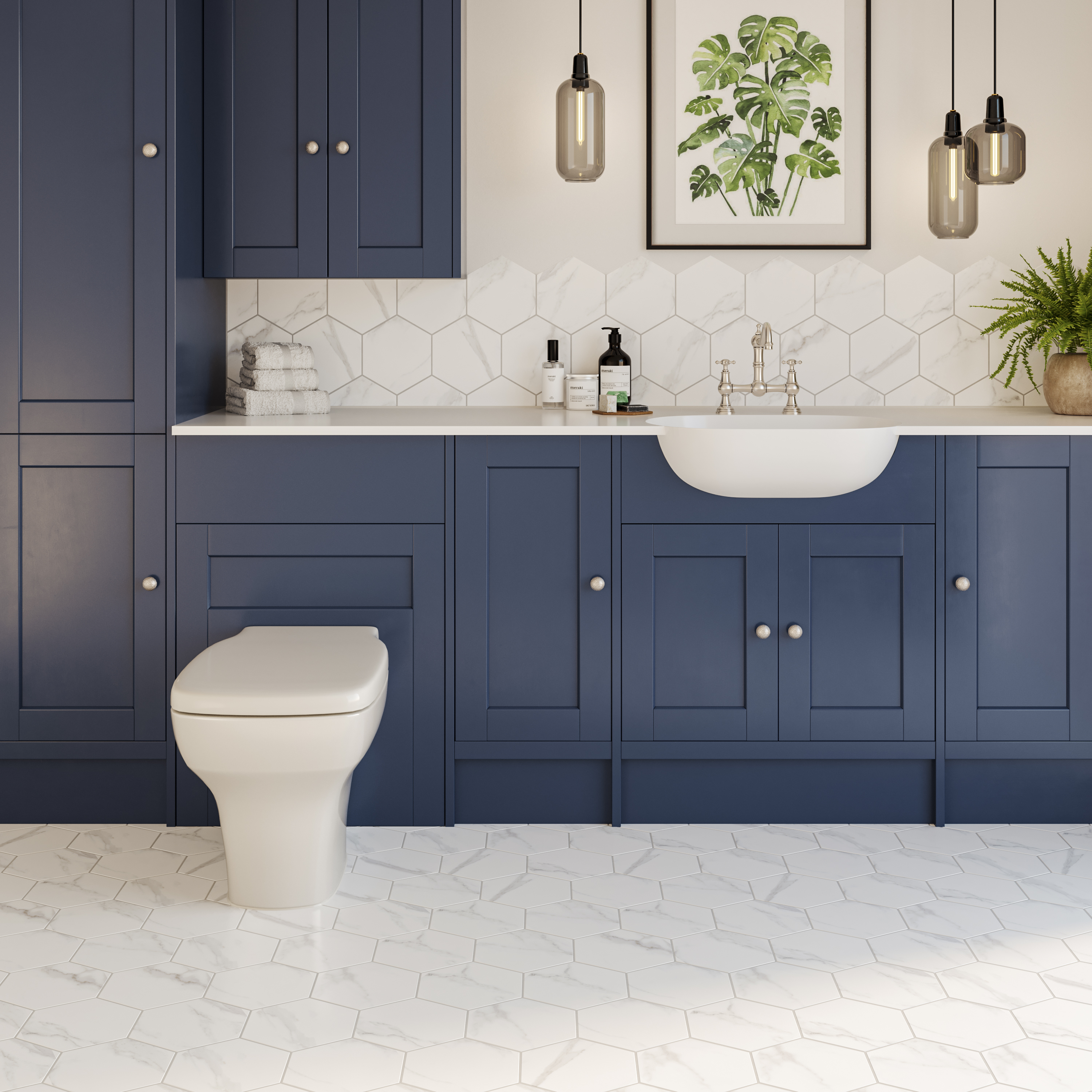 Wickes Boutique Hive Marble Matt Porcelain Wall & Floor Tile - 202 x 175mm - Pack of 37