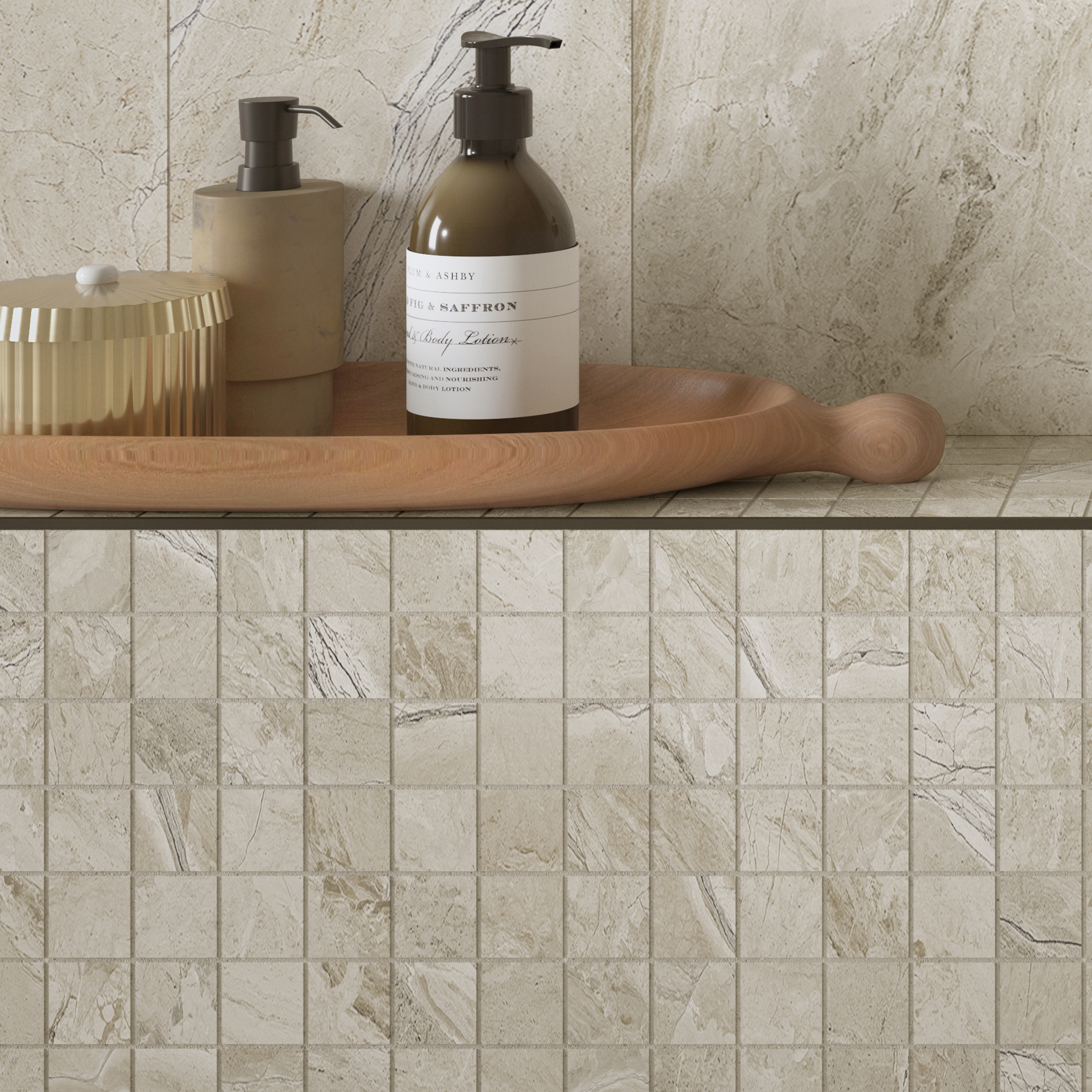 Wickes Boutique Harmony Natural Matt Porcelain Wall & Floor Mosaic Tile Sheet - 300 x 300mm