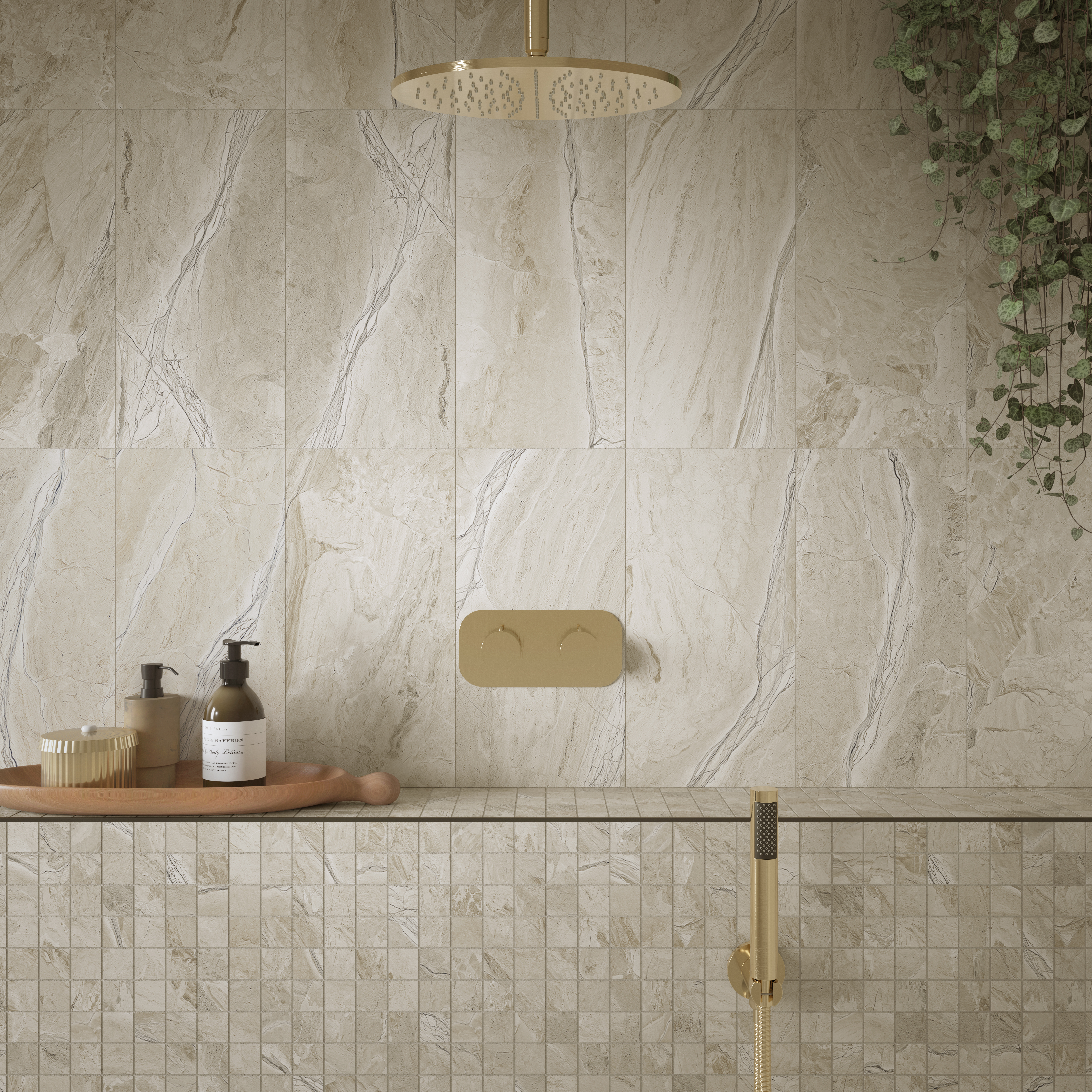 Image of Wickes Boutique Harmony Natural Matt Porcelain Wall& Floor Tile 600x600mm Pk/3