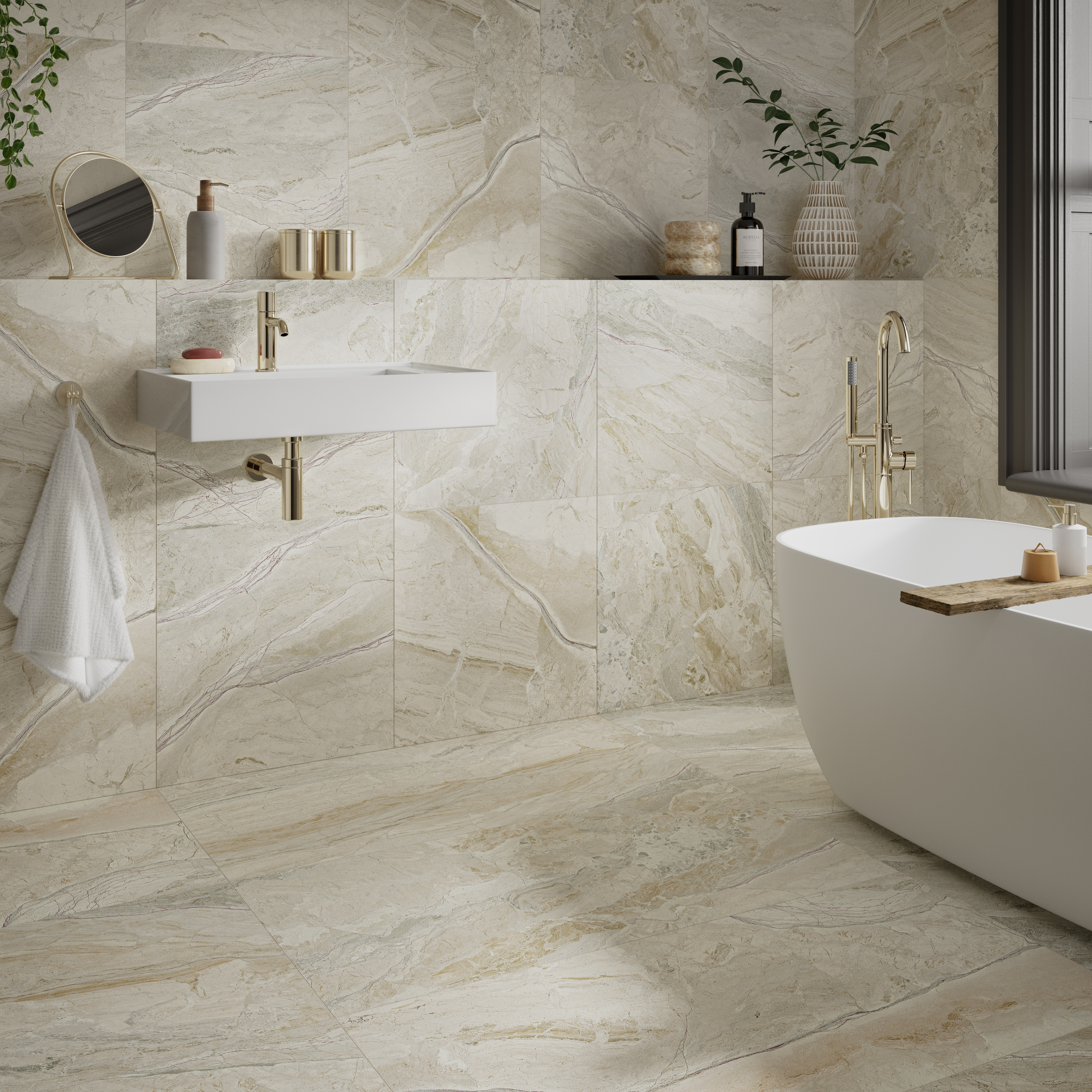 Wickes Boutique Harmony Natural Matt Porcelain Wall & Floor Tile - 1200 x 600mm