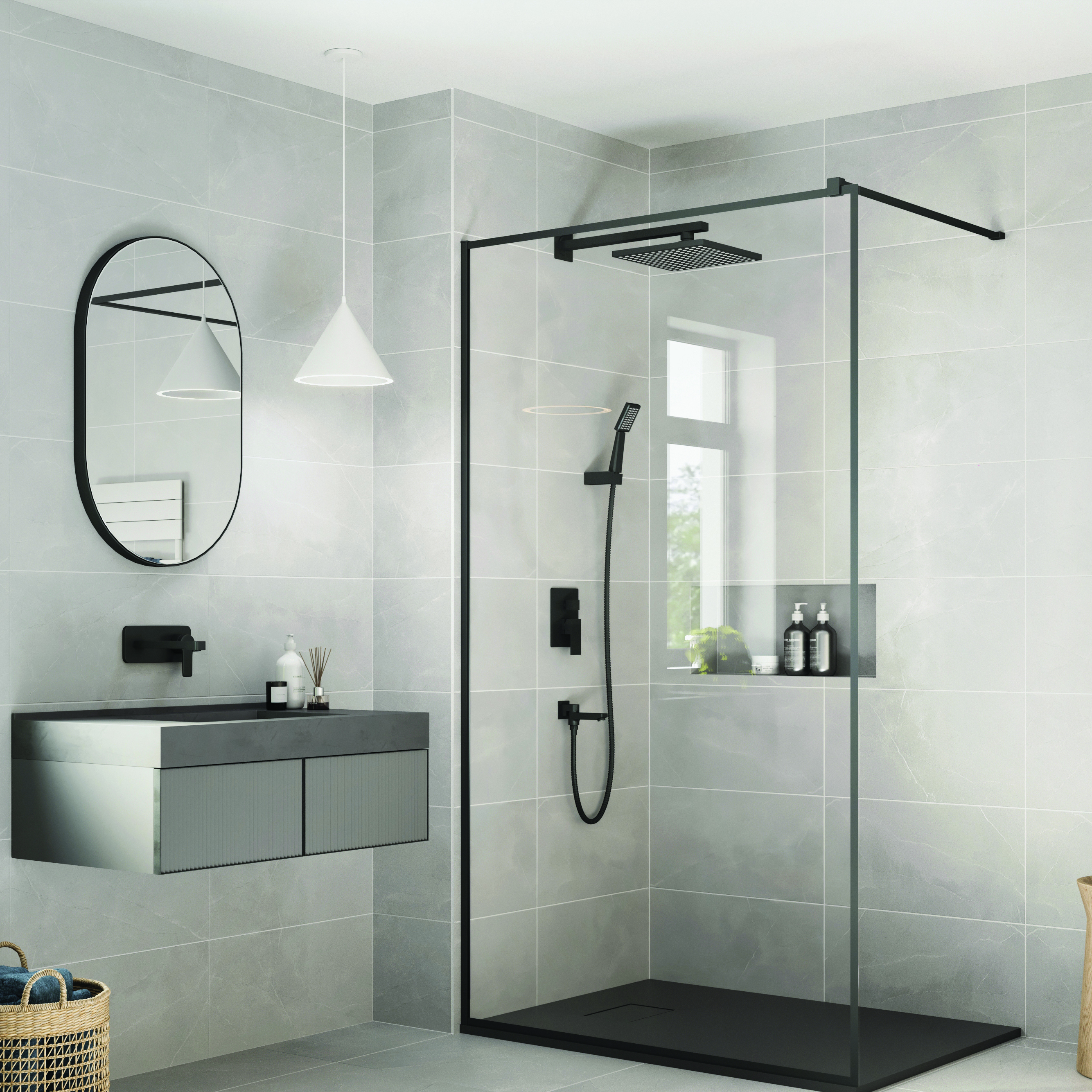 Wickes Boutique Porto Grey Satin Ceramic Wall Tile - 600 x 300mm - Pack of 5
