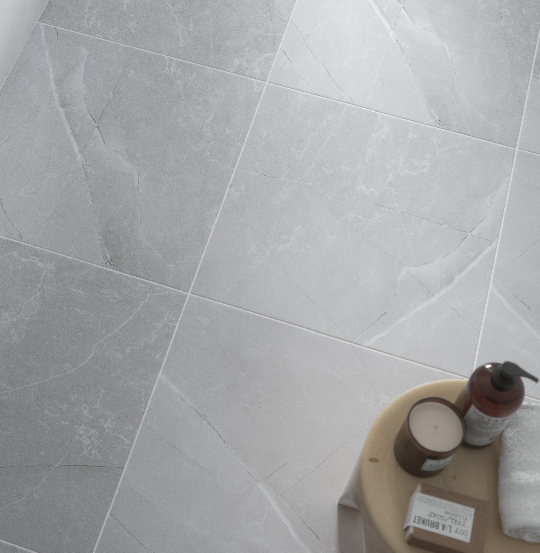 Wickes Boutique Porto Grey Matt Porcelain Wall& Floor Tile - 600 x 600mm - Pack of 4