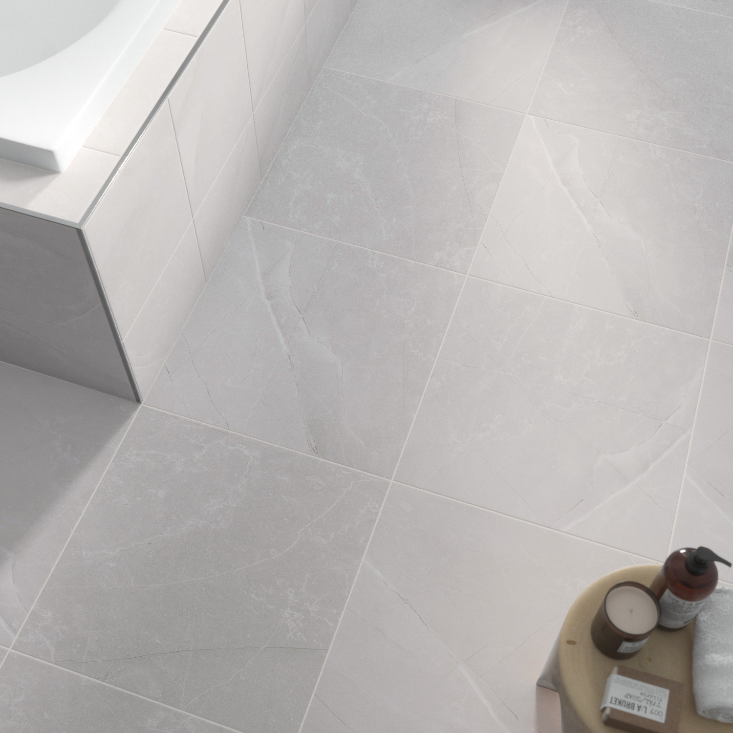 Image of Wickes Boutique Porto Ivory Matt Porcelain Wall& Floor Tile - 600 x 600mm - Pack of 4