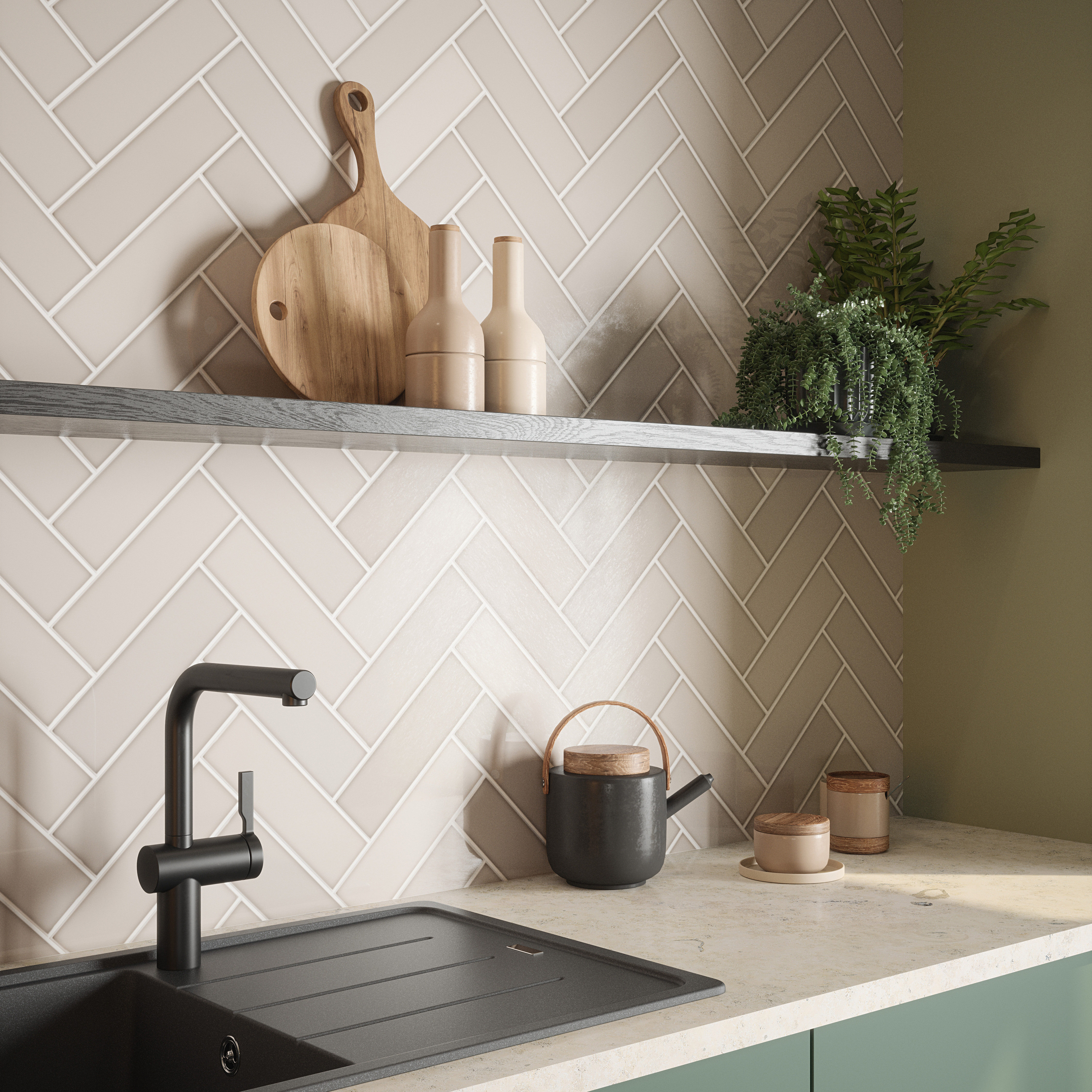 Wickes Boutique Richmond Pearl Gloss Ceramic Wall Tile - 245 x 75mm - Pack of 54