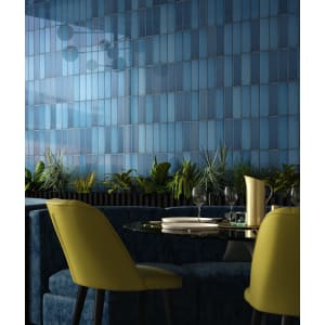 Wickes Boutique Richmond Azure Blue Gloss Ceramic Wall Tile - 245 x 75mm - Pack of 54