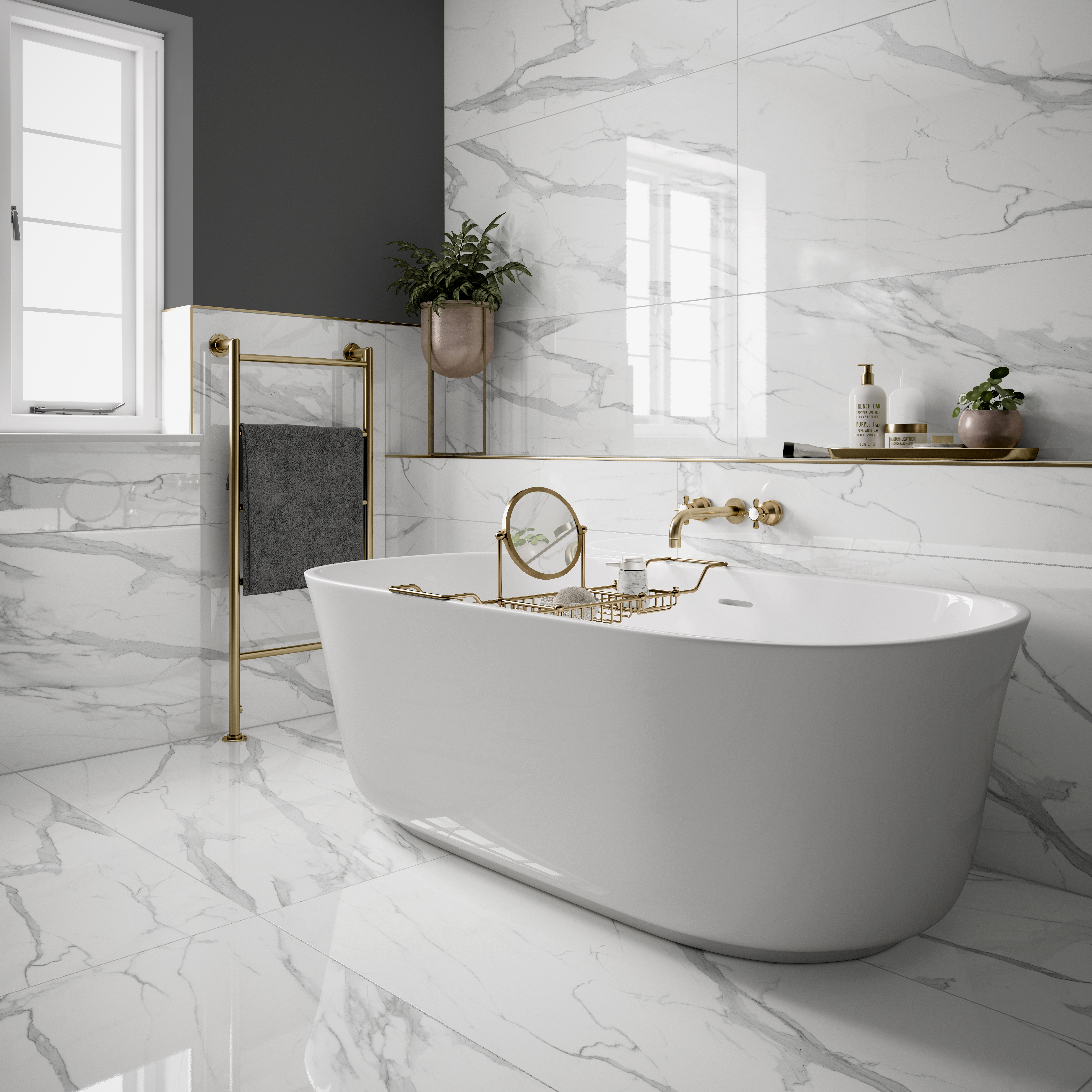 Wickes Boutique Tranquillity Gloss Porcelain Wall & Floor Tile - 1200 x 600mm - Pack of 2
