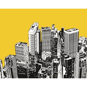 Origin Murals Urban City Skyscrapers Yellow Wall Mural - 3 x 2.4m