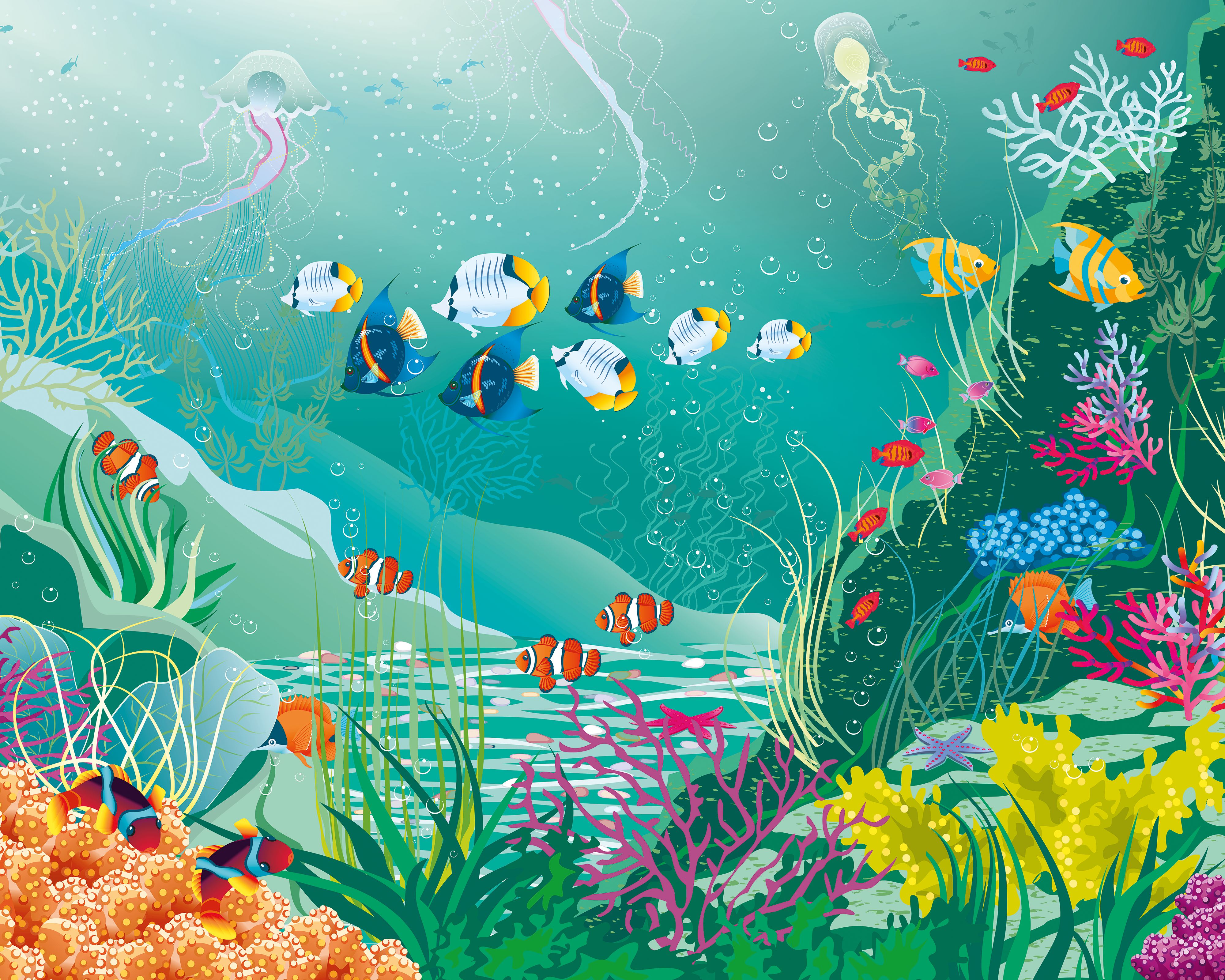 Origin Murals Under The Sea Adventure Green Wall Mural - 3 x 2.4m