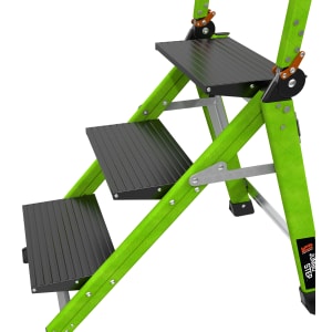Image of Little Giant 3 Tread HiViz Green Fibreglass Jumbo Step Ladder