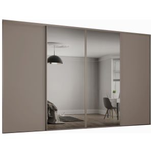 Spacepro Heritage Style 4 Stone Grey Frame Panel & Mirror Sliding Door Kit with Colour Matched Track