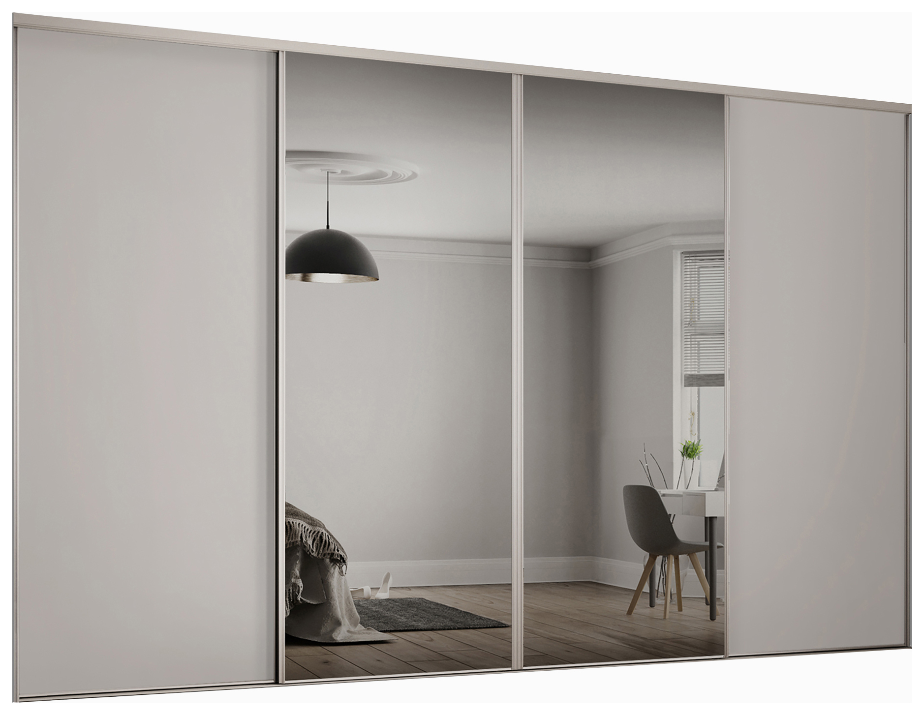 Spacepro Heritage 4 Wardrobe Door Kit Dove Grey Framed- 2x 1 Panel Shaker & 2x1 Panel Mirror