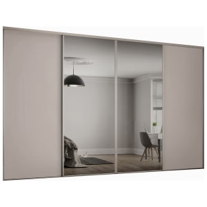 Spacepro Heritage Style 4 Cashmere Frame Panel & Mirror Sliding Door Kit with Colour Matched Track