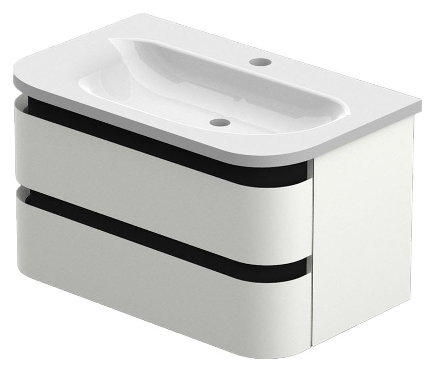 Image of Duarti by Calypso Berrington White Sheen Vanity with Whitley Basin - 800mm