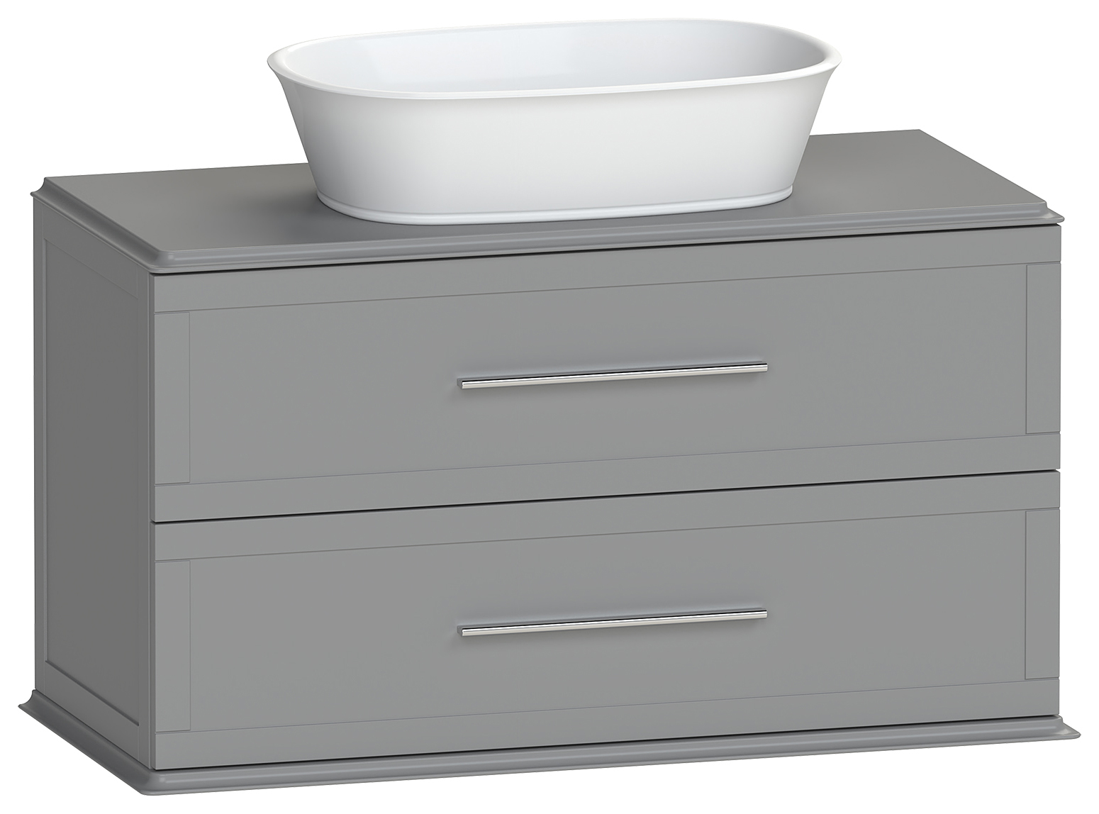 Duarti by Calypso Kentchurch Strata Grey Wall Hung Vanity with Hanbury Countertop Basin, Worktop & Chrome Handles - 1000mm