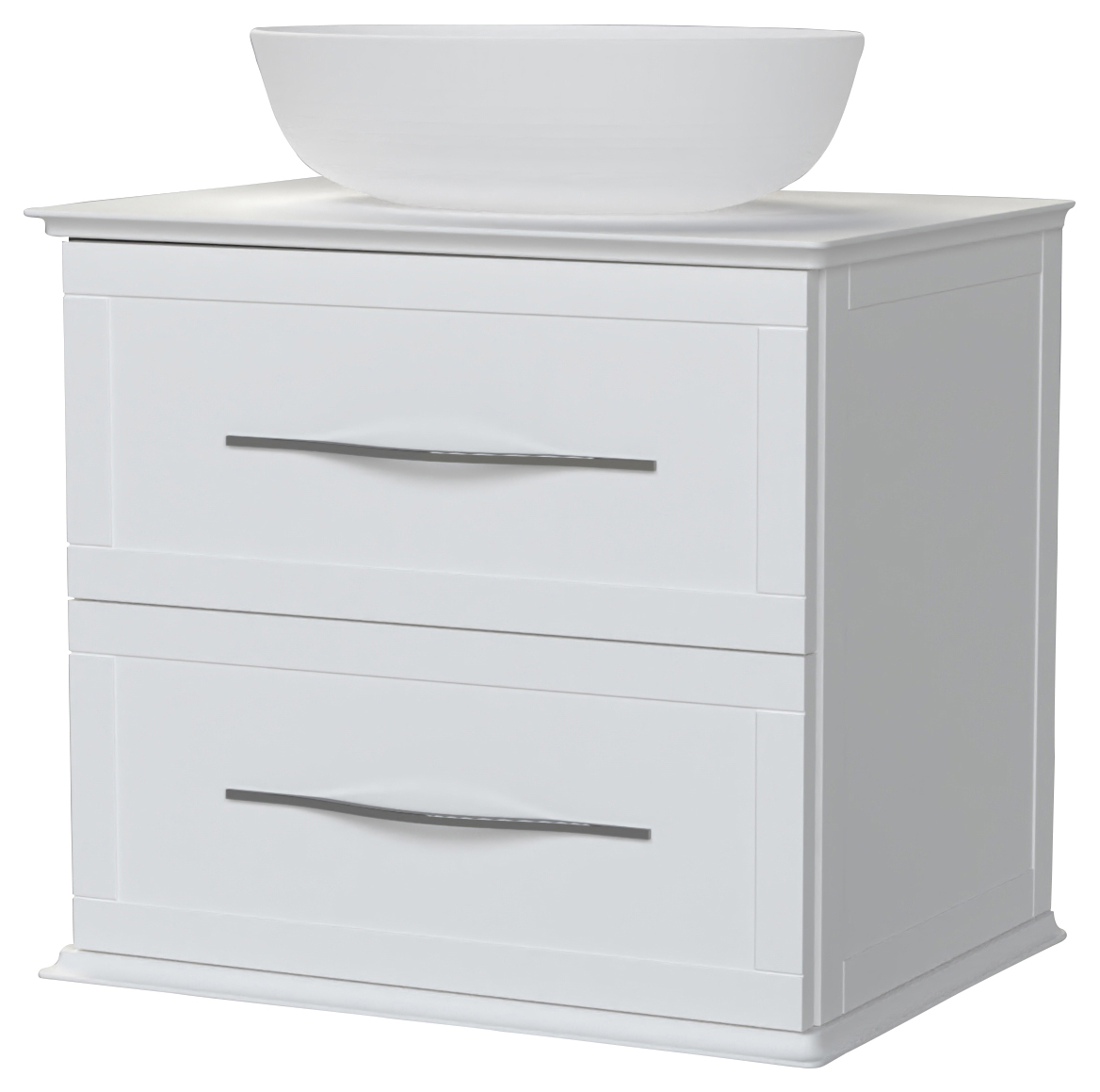 Duarti by Calypso Kentchurch Glacier White Wall Hung Vanity with Bredon Countertop Basin, Worktop & Chrome Handles - 600mm