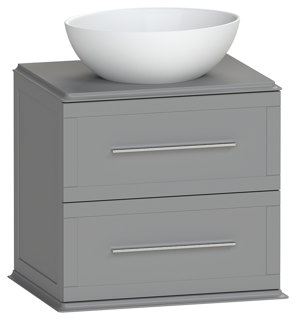 Duarti by Calypso Kentchurch Strata Grey Wall Hung Vanity with Bredon Countertop Basin, Worktop & Chrome Handles - 600mm