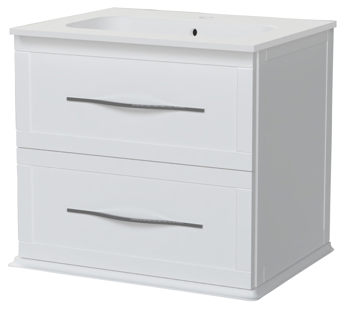 Duarti by Calypso Kentchurch Glacier White Wall Hung Vanity with Farley Recessed Basin & Chrome Handles - 600mm
