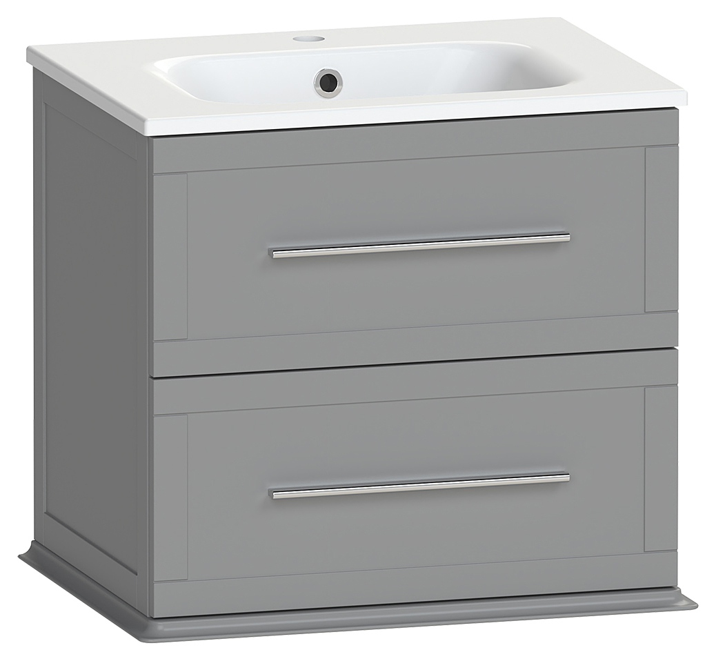 Duarti by Calypso Kentchurch Strata Grey Wall Hung Vanity with Farley Recessed Basin & Chrome Handles - 600mm