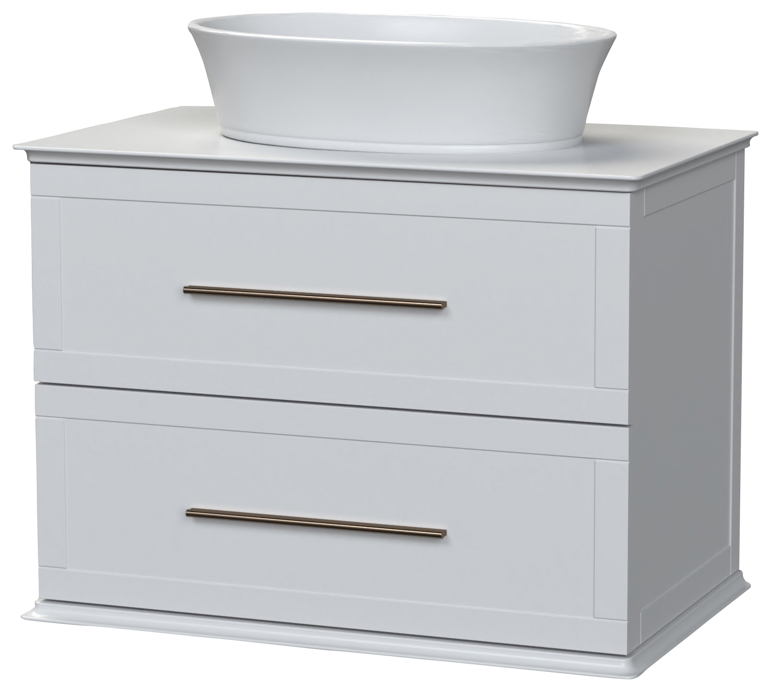 Duarti by Calypso Kentchurch Glacier White Wall Hung Vanity with Hanbury Countertop Basin, Worktop & Brass Handles - 750mm