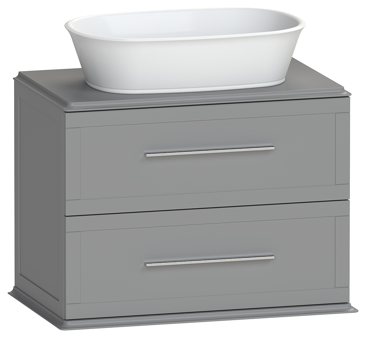 Duarti by Calypso Kentchurch Strata Grey Wall Hung Vanity with Hanbury Countertop Basin, Worktop & Chrome Handles - 750mm