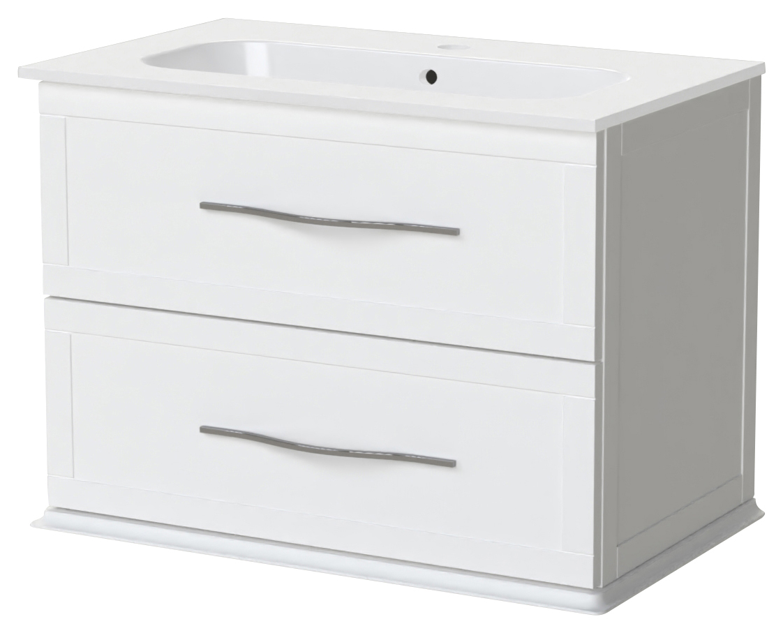 Image of Duarti by Calypso Kentchurch Glacier White Wall Hung Vanity with Farley Recessed Basin & Chrome Handles - 750mm