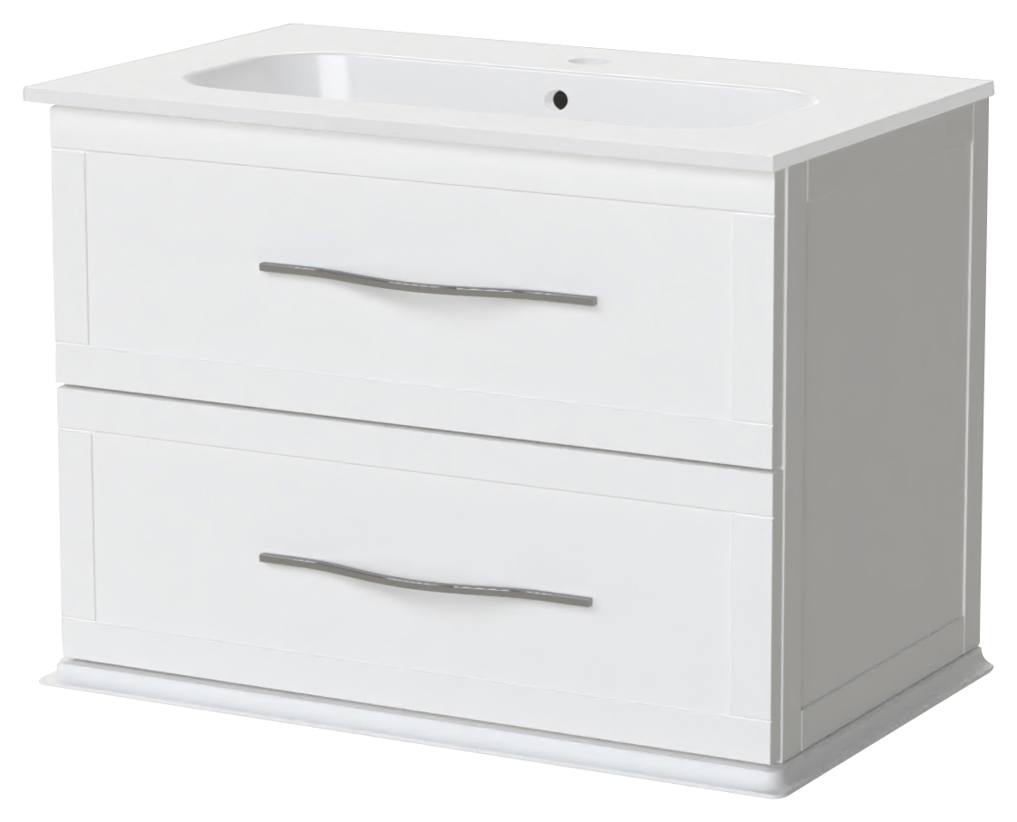 Duarti by Calypso Kentchurch Glacier White Wall Hung Vanity with Farley Recessed Basin & Chrome Handles - 750mm