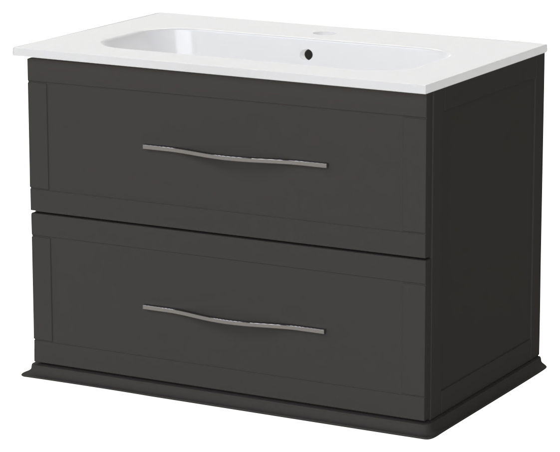 Image of Duarti by Calypso Kentchurch Strata Grey Wall Hung Vanity with Farley Recessed Basin & Chrome Handles - 750mm