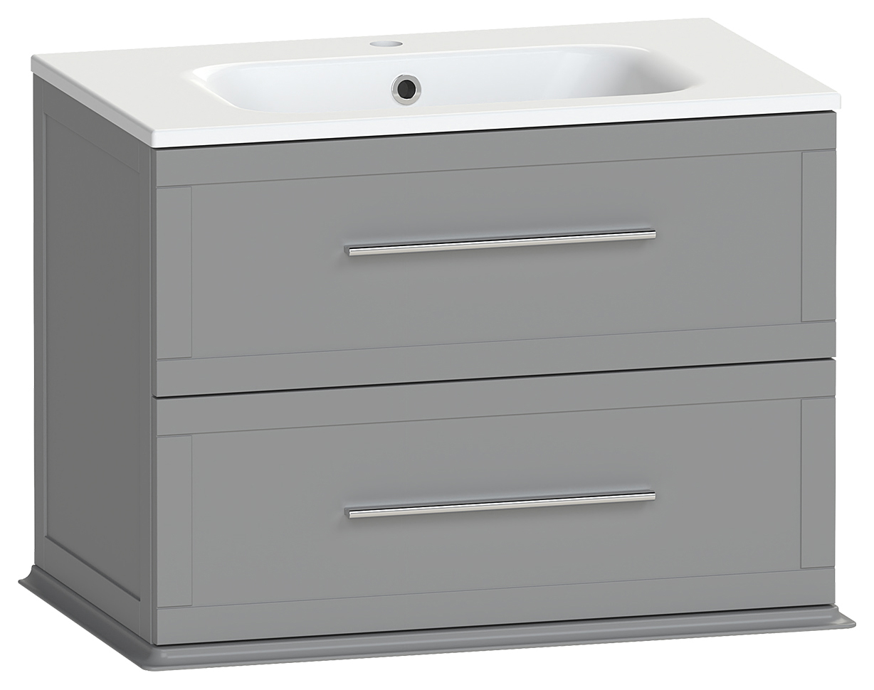 Image of Duarti by Calypso Kentchurch Strata Grey Wall Hung Vanity with Farley Recessed Basin & Chrome Handles - 750mm