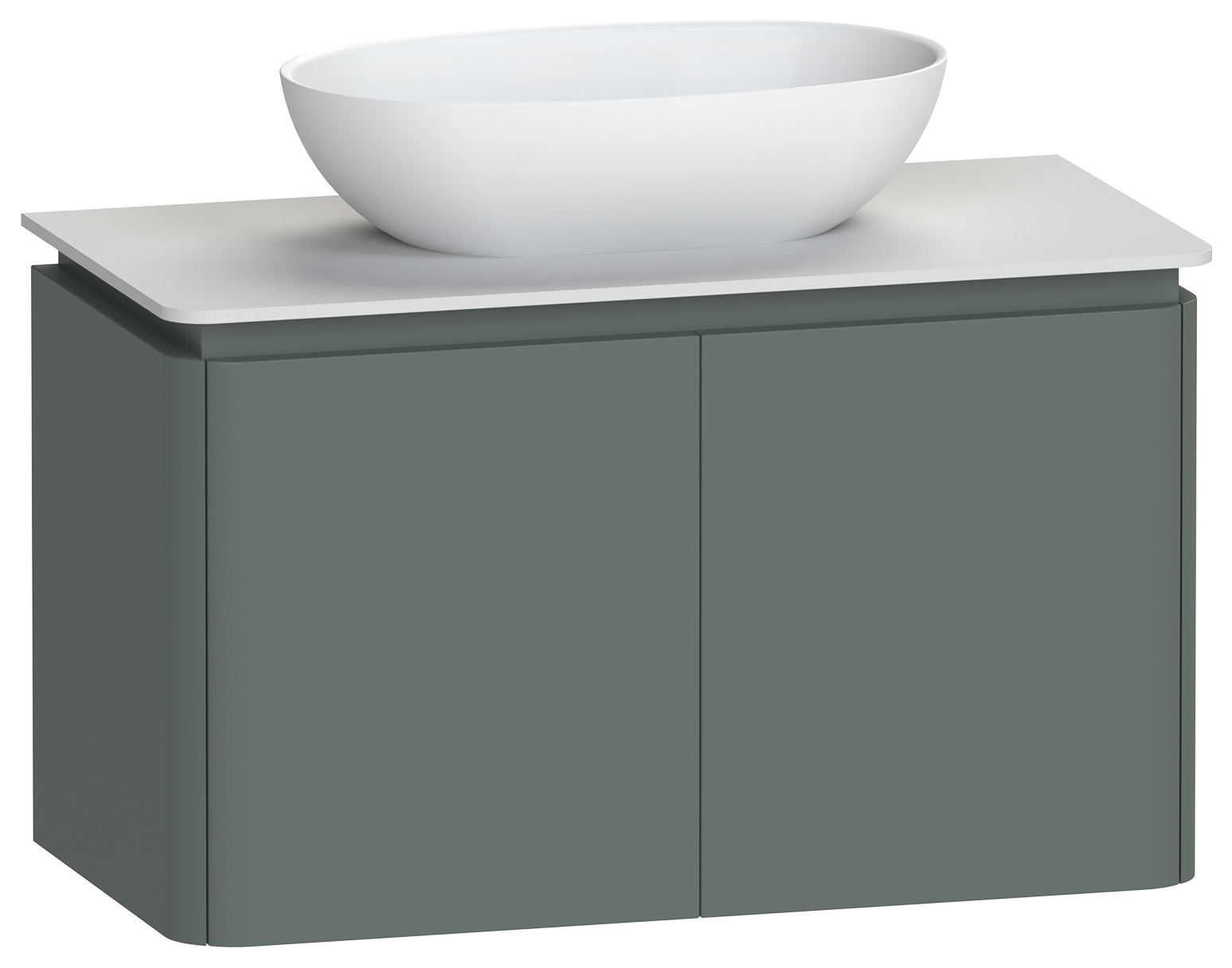 Image of Duarti by Calypso Whitbourne Juniper Green Vanity with White Worktop & Bredon Countertop Basin - 940mm