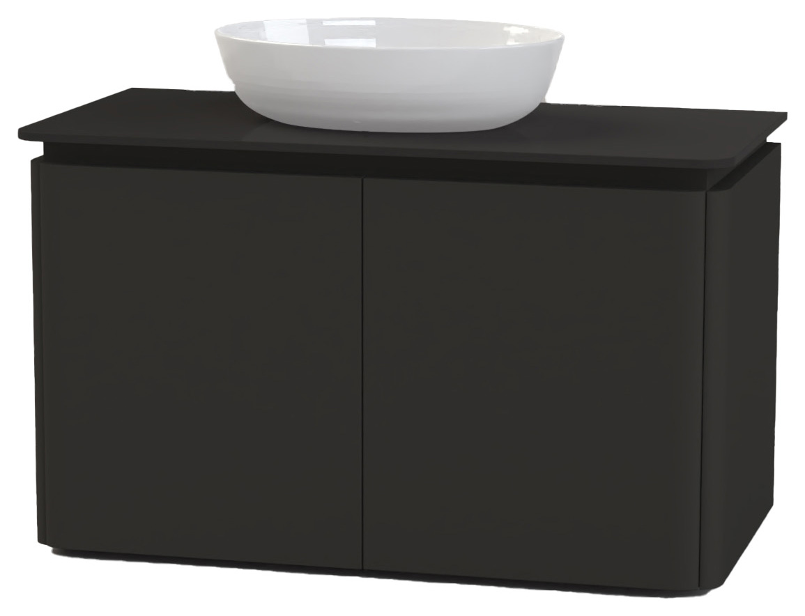 Image of Duarti by Calypso Whitbourne Natural Graphite Vanity with Black Worktop & Bredon Countertop Basin - 940mm