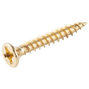 Wickes Brass Plated Wood Screws - 3.5 x 25mm - Pack of 50