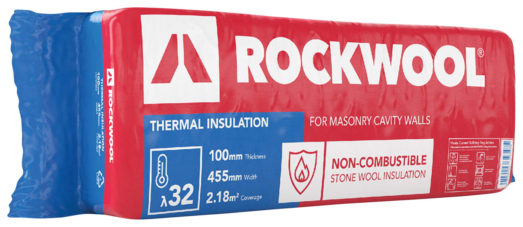 Rockwool 32 Thermal Insulation Cavity Slab - 100 x 455 x 1200mm