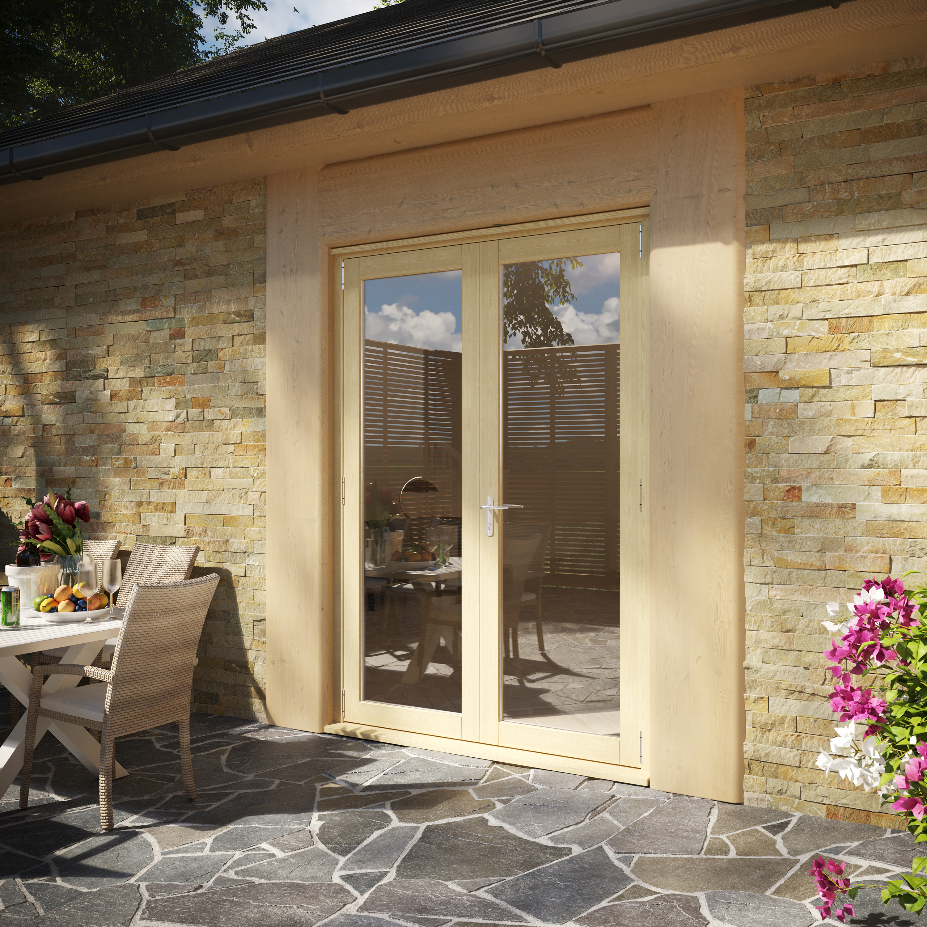 Image of Rohden Unfinished External French Doorset - 1.5m