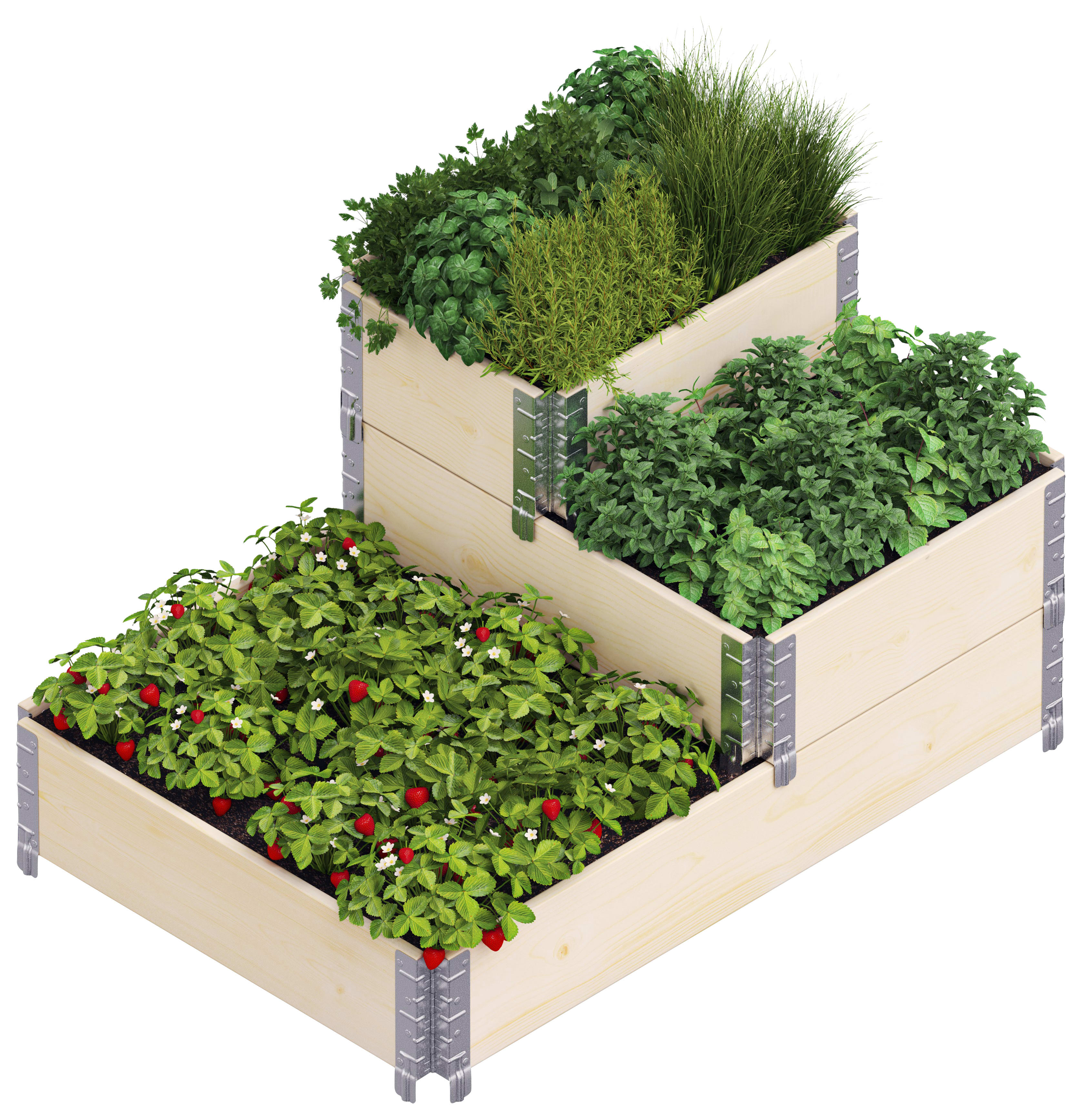 Upyard Stepped Natural Garden Box Raised Bed -