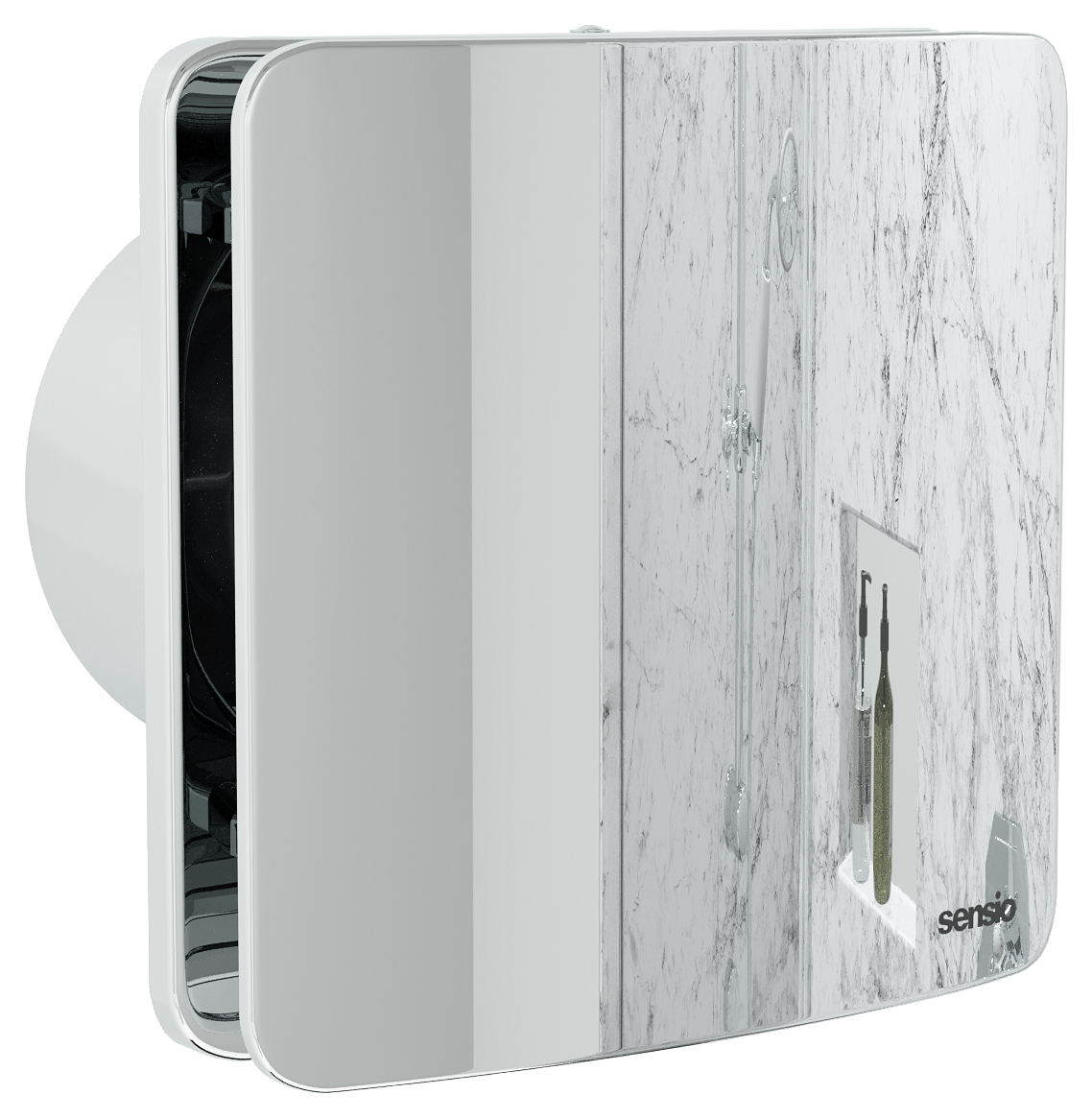Image of Sensio Rubi Chrome Wall Ventilation Fan with Aquilo Ventilation Ducting Kit - ø100mm