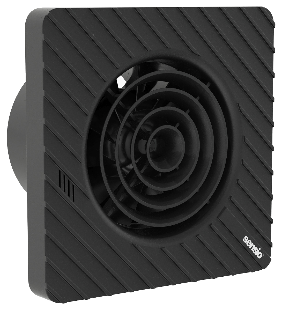 Sensio Drax Black Wall Ventilation Fan with Aquilo Ventilation Ducting Kit - ø100mm