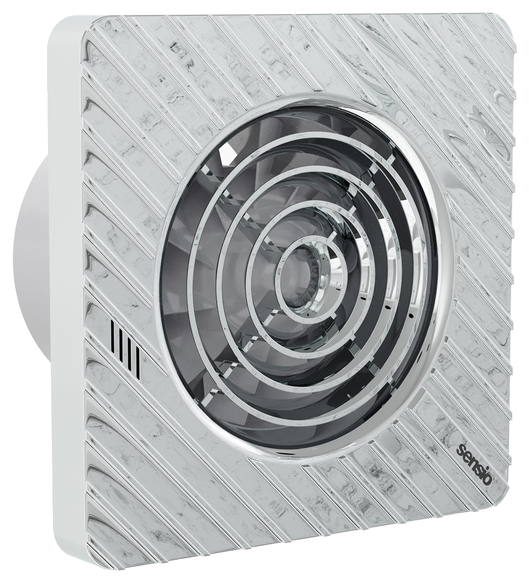 Image of Sensio Drax Chrome Wall Ventilation Fan with Aquilo Ventilation Ducting Kit - ø100mm