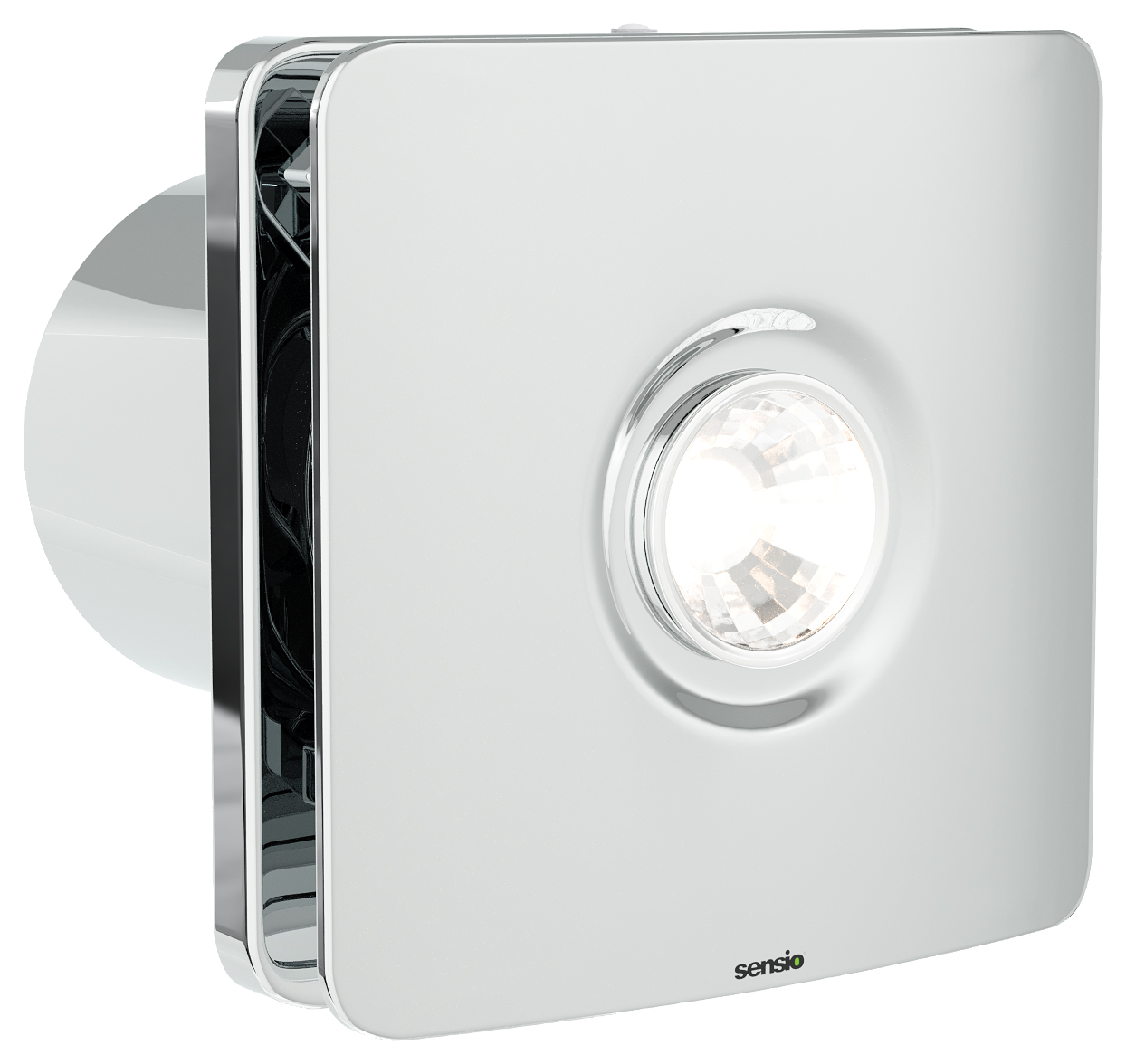 Sensio Remy Chrome Wall Ventilation Fan with Aquilo Ventilation Ducting Kit - 100mm