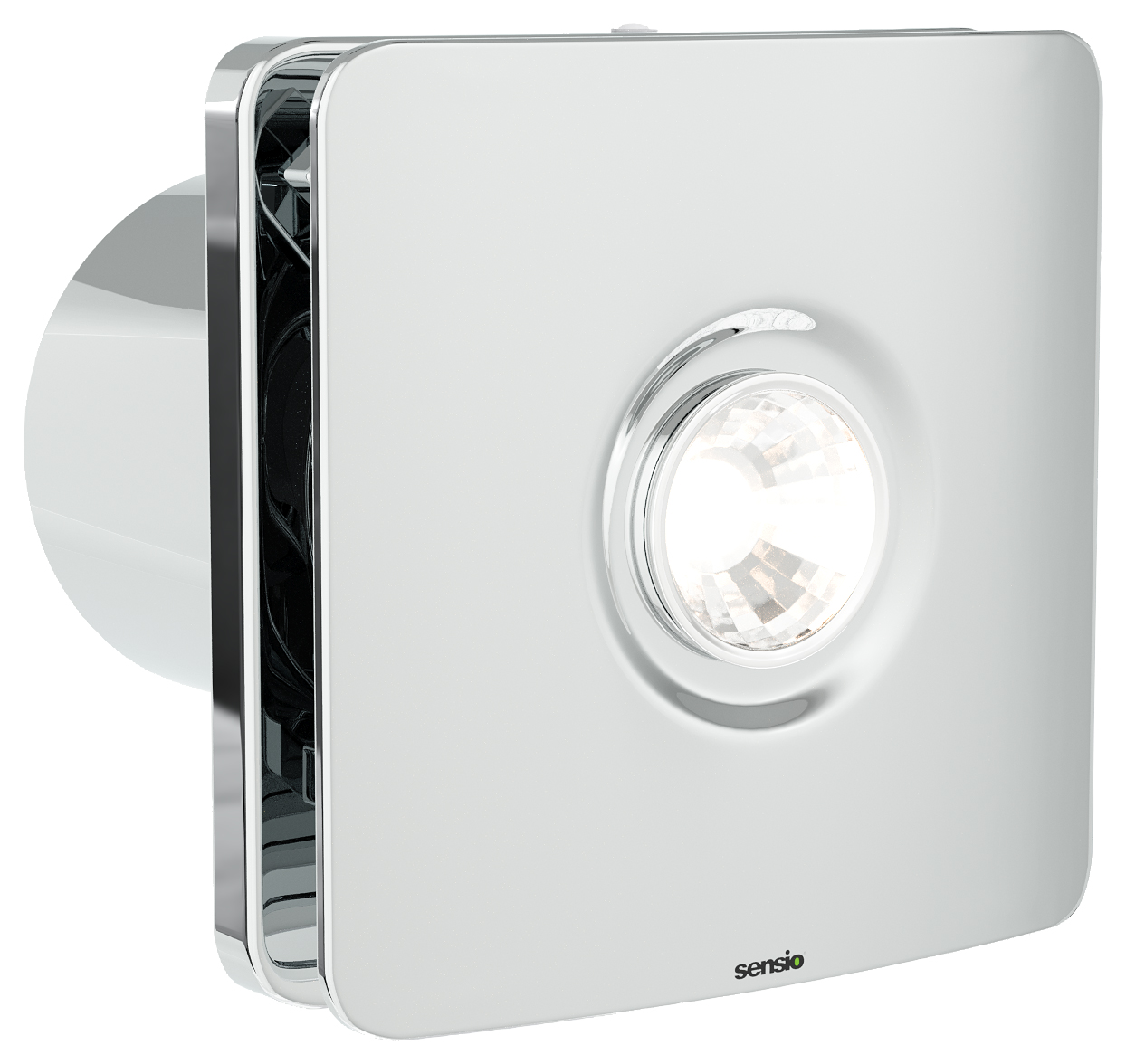 Sensio Remy Chrome Wall Ventilation Fan with Aquilo Ventilation Ducting Kit - ø100mm