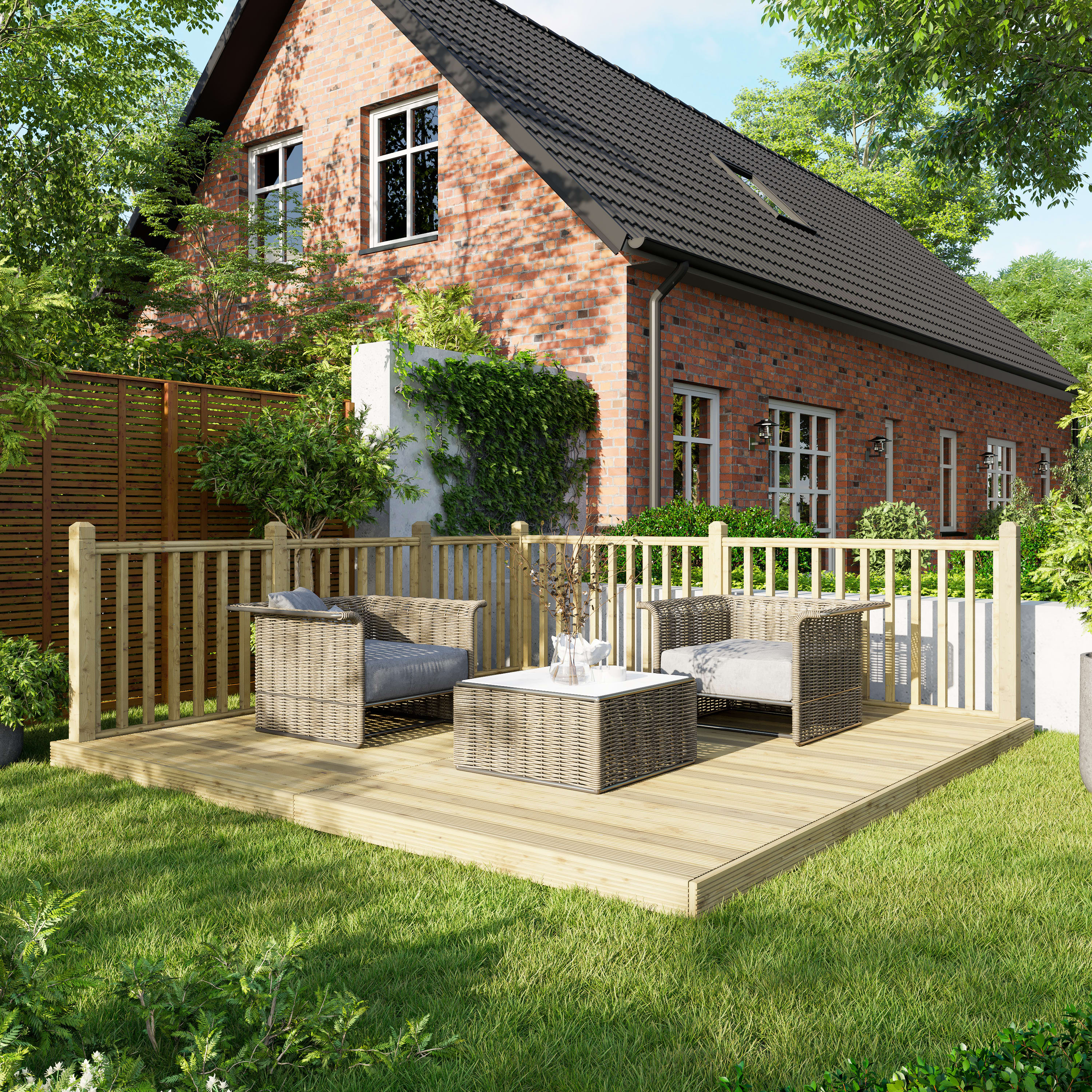 Power Timber Decking Kit Handrails on Two Sides