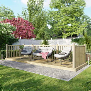 Image of Power Timber Decking Kit Handrails on Three Sides - 1.8 x 5.4m
